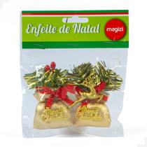 Enfeite de Natal Saco Presente Decorado Dourado 5,5cm c/2 Enfeite de Natal Saco Presente Decorado Dourado 5,5cm c/2