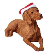 Enfeite de Natal Sandicast Vizsla com chapéu de Papai Noel