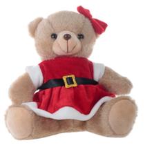 Enfeite de Natal Urso Pelúcia Fêmea Vermelho 20cm