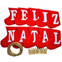 Enfeite De Natal Varal Pregador Meia Com Letras Feliz Natal Enfeite De Natal Varal Pregador Meia Com Letras Feliz Natal