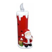 Enfeite de Natal vela de cerâmica Papai Noel com Led colorido 21cm - Wincy