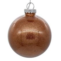 Enfeite de Natal Vickerman Clear Ball com glitter em ouro rosa