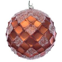 Enfeite de Natal Vickerman de 4,75" Copper Net Beaded Ball, pacote com 3 Enfeite de Natal Vickerman de 4,75" Copper Net Beaded Ball, pacote com 3