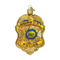 Enfeite de Natal Vidro com Emblema Policial de Natal do Velho Mundo Enfeite de Natal Vidro com Emblema Policial de Natal do Velho Mundo