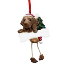 Enfeite de Natal Viszla com pernas penduradas pintado à mão