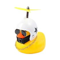 Enfeite De Painel De Carro De Pato De Borracha Amarelo Pequeno Com Capacete, Óculos Legais E