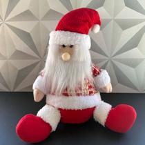 Enfeite de Papai Noel sentado de pelúcia com roupa vermelho branco decoração de Natal natalina enfeites decoracao grande