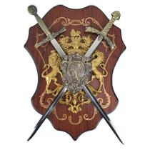 Enfeite De Parede Espada Dupla Leão Decoração Medieval