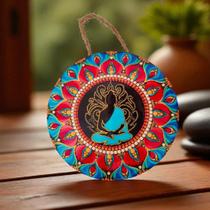 Enfeite de Parede Mandala Buda em Porcelana 16cm Decoração Espiritual, Minimalista e Elegante para