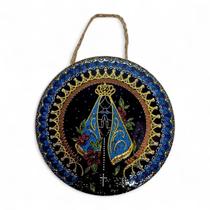 Enfeite de Parede Nossa Senhora Aparecida Flores 16 cm