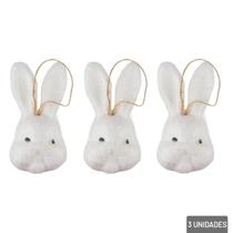 Enfeite De Páscoa Coelhos 3 Peças 8,5Cm Branco Enfeite De Páscoa Coelhos 3 Peças 8,5Cm Branco