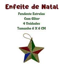 Enfeite de Pendurar Árvore de Natal 2 Sinos acoplados 13cm e Kit 4 unidades Estrelas Glitter 6cm Decoração Natalina Enfeite de Pendurar Árvore de Natal 2 Sinos acoplados 13cm e Kit 4 unidades Estrelas Glitter 6cm Decoração Natalina