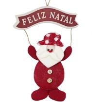 Enfeite De Pendurar Natalino Papai Noel Placa Feliz Natal
