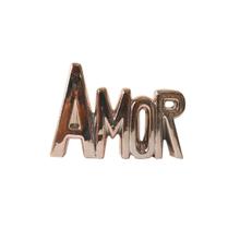 Enfeite de porcelana com a frase amor - 11,5x15cm