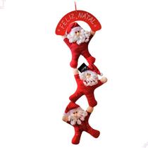 Enfeite De Porta 3 Papai Noel Placa Feliz Natal Decoração Natalina