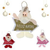 Enfeite de Porta Papai Noel Plaquinha Feliz Natal - Art Christmas