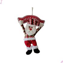 Enfeite De Porta Papai Noel Xadrez Decoração Natalina Placa Feliz Natal