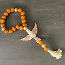 Enfeite De Porta Rústico Religioso Colar De Madeira De Divino