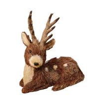 Enfeite De Rena De Palha Artesanal Para Natal, Animal Sentado Para Decoração De Festas