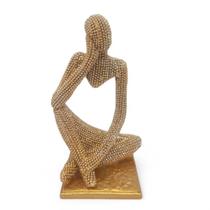 Enfeite de resina Pensador Com Pedras Brilhants Dourado 13cm Enfeite de resina Pensador Com Pedras Brilhants Dourado 13cm