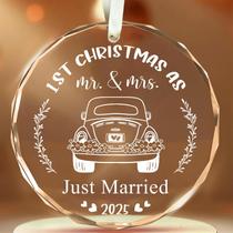 Enfeite de vidro para presente de casamento 2025 Mr and Mrs. First Christmas