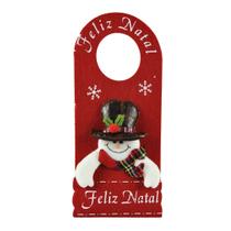 Enfeite Decora Maçaneta Feliz Natal Pelúcia Boneco de Neve Gorro Xadrez 30cm - Master Christmas Enfeite Decora Maçaneta Feliz Natal Pelúcia Boneco de Neve Gorro Xadrez 30cm - Master Christmas