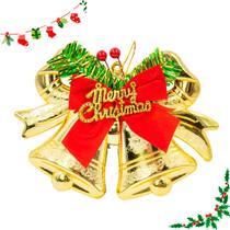 Enfeite Decoração Arvore De Natal Sinos Com Laço Pendurar Natalino Enfeite Decoração Arvore De Natal Sinos Com Laço Pendurar Natalino