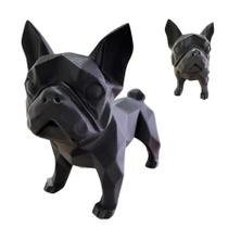 Enfeite Decoração Buldogue Geométrico Low Poli Preto