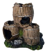 Enfeite Decoração Para Aquários Barril Triplo Toca Enfeite Decoração Para Aquários Barril Triplo Toca