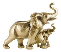 Enfeite Decoração Rack Elefantes Mãe E Filhote Dourados 23cm Enfeite Decoração Rack Elefantes Mãe E Filhote Dourados 23cm