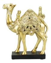 Enfeite Decoração Rack Sala Camelo Dourado Resina - 20cm