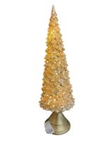 Enfeite decorativo arvore natalina dourada com luz - 28 x 9,8 cm