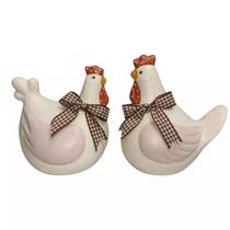 Enfeite Decorativo Casal Galinha com Laco Elegance Rose Enfeite Decorativo Casal Galinha com Laco Elegance Rose