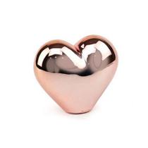 Enfeite Decorativo Coração Em Porcelana Metalizada Rose