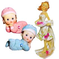 Enfeite Decorativo de Bebe e Noiva Bibelô em Resina Enfeite Decorativo de Bebe e Noiva Bibelô em Resina