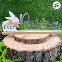 Enfeite Decorativo de Páscoa - Feliz Páscoa com Coelho de Laço - 25cm - 1 unidade - Rizzo Enfeite Decorativo de Páscoa - Feliz Páscoa com Coelho de Laço - 25cm - 1 unidade - Rizzo