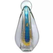 Enfeite Decorativo em Murano Azul com Ouro 24k Imagem Santa Nossa Senhora Enfeite Decorativo em Murano Azul com Ouro 24k Imagem Santa Nossa Senhora