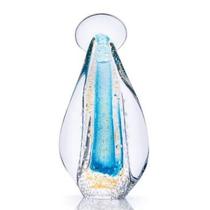 Enfeite Decorativo em Murano Azul com Ouro 24k Imagem Santa Nossa Senhora