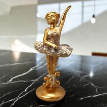 Enfeite Decorativo Estátua em Resina Luxo Bailarina Dourada 12cm Enfeite Decorativo Estátua em Resina Luxo Bailarina Dourada 12cm