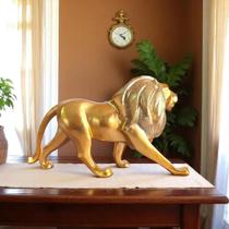 Enfeite Decorativo Estátua Leão Dourado Com Brilho