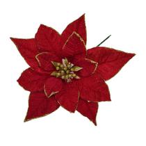 Enfeite Decorativo Flor Paris 23cm Vermelho/dourado