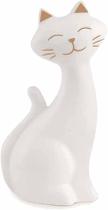 Enfeite Decorativo Gatinho Grande 20 Cm Cor Branco Cerâmica - Interponte