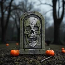 Enfeite Decorativo Halloween - Lápide Cranio Assustador - 40x25cm - 1 unidade - Cromus - Rizzo
