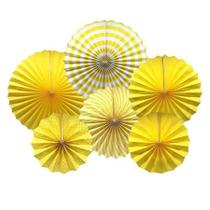 Enfeite Decorativo Leque Liso - Amarelo - 06 Unidades - Art Lille - Rizzo - Artlille