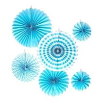 Enfeite Decorativo Leque Liso - Azul - 06 Unidades - Art Lille - Rizzo