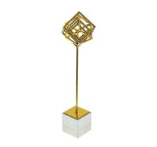 Enfeite Decorativo Medio Metal Dourado Escultura Cubo
