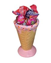 Enfeite Decorativo Mesa de Festa Sorvete Casquinha Taca Rosa - Hp Decor