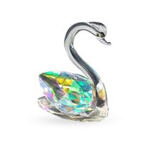 Enfeite Decorativo Ornamento Estatueta Cisne de Vidro Cristal Efeito Prisma Pequeno Decoração