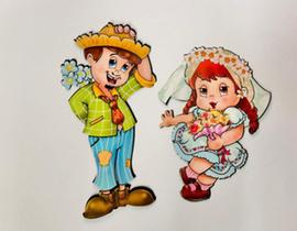 Enfeite Decorativo Painel Junino Kit 2 Noivinhos Pequenos