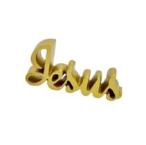 Enfeite Decorativo Palavra Em Resina 10Cm Jesus Dourado